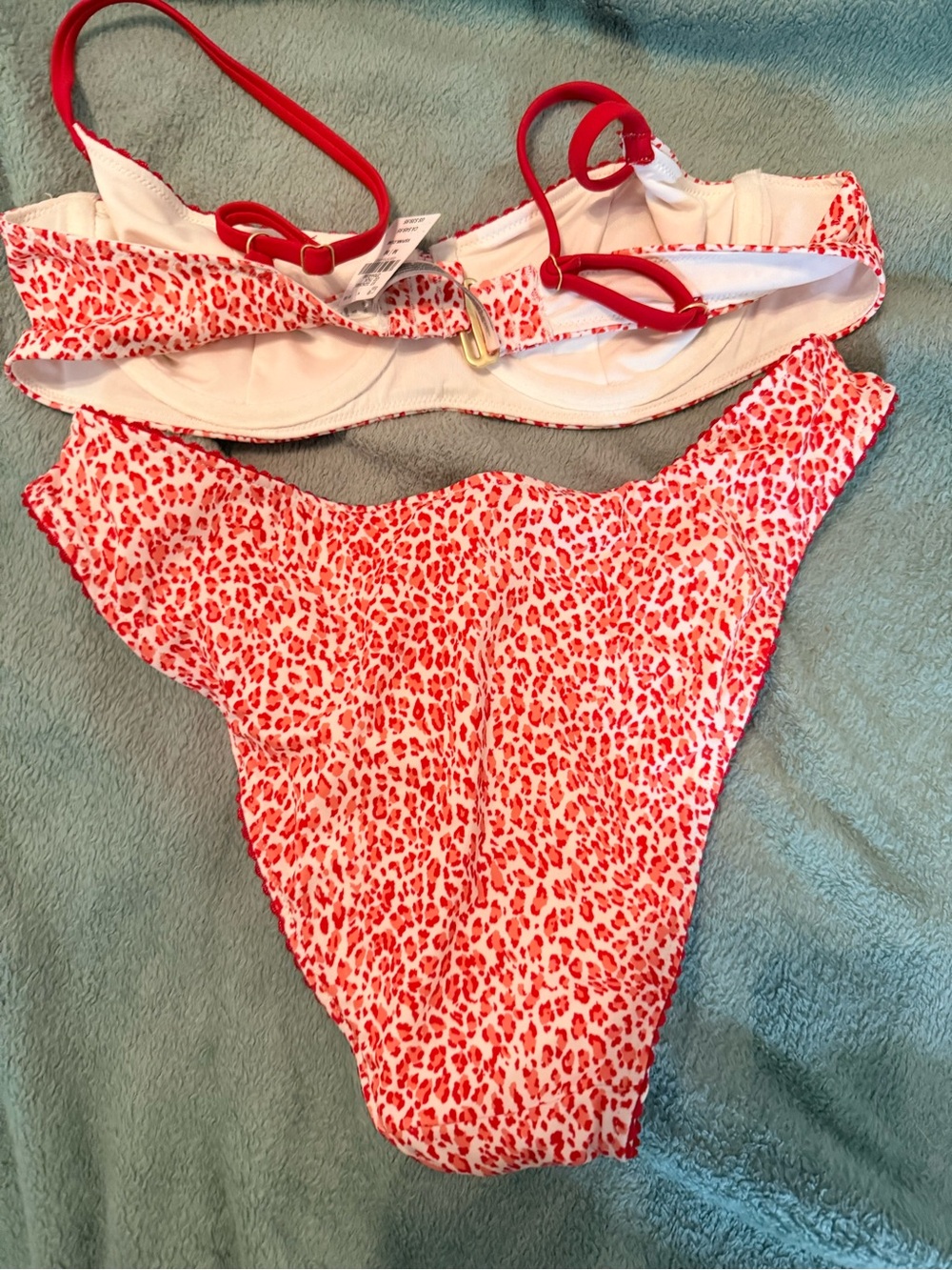 PINK Victoria's Secret Red Leopard Print Bikini Set